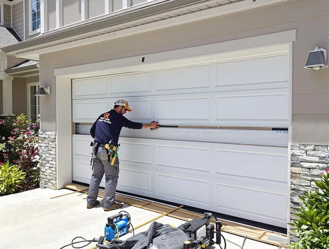 Shelton Garage Door Repair team performing complete garage door replacement at Shelton residence