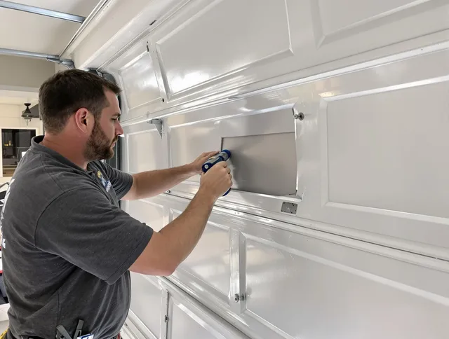 Garage door panel repair by Shelton Garage Door Repair in Shelton