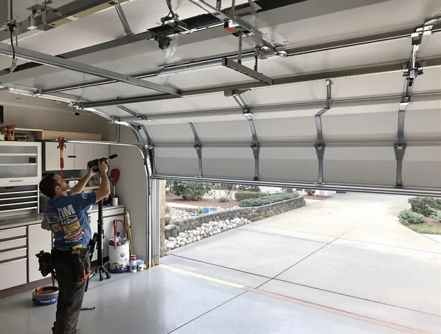 Garage door track repair service by Shelton Garage Door Repair in Shelton